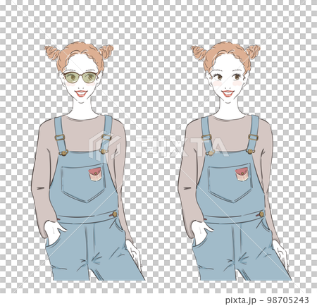 Fashionable female overalls in casual fashion Fashionable female overalls in casual fashion 98705243