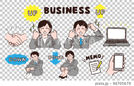 Men and women business set in suits (handwritten color) 98705679