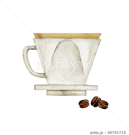 ドリッパー　コーヒー カフェ　水彩 イラスト 98705729