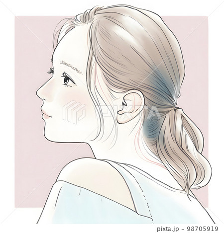 若い女性の水彩画イラスト「AI生成画像」　 98705919