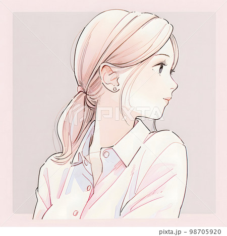 若い女性の水彩画イラスト　「AI生成画像」 98705920