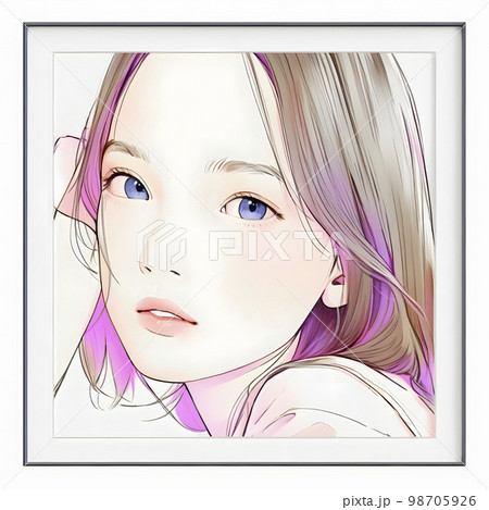 若い女性の水彩画イラスト「AI生成画像」　 98705926