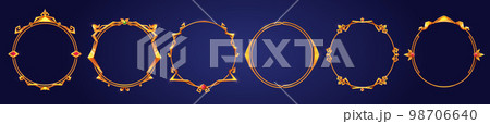Empty circle golden frames medieval style 98706640
