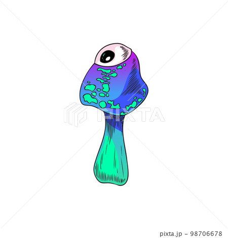 Fantasy monster mushroom or alien plant cartoon vector illustration isolated. 98706678