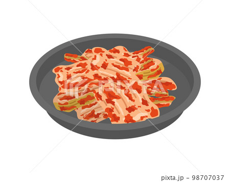 皿に盛り付けられた、キムチの漬物のイラスト 98707037