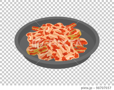 皿に盛り付けられた、キムチの漬物のイラスト 98707037