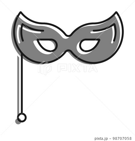 Linear filled with gray color icon. Theatrical Female Mask. Venetian Carnival Eye Mask. Simple black and white vector Isolated On white background 98707058