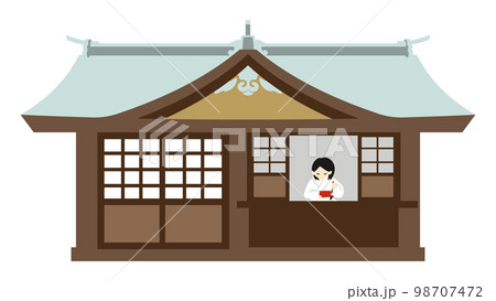神社の社務所のイラスト　アウトラインなし 98707472