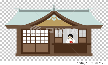 神社の社務所のイラスト　アウトラインなし 98707472
