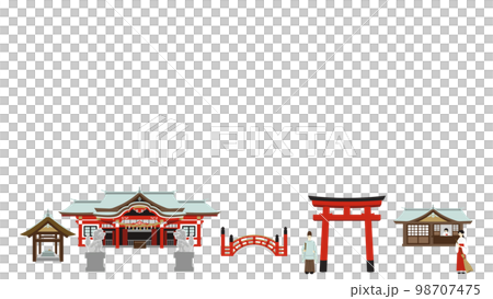 Illustration of the grounds of the shrine No outline 98707475