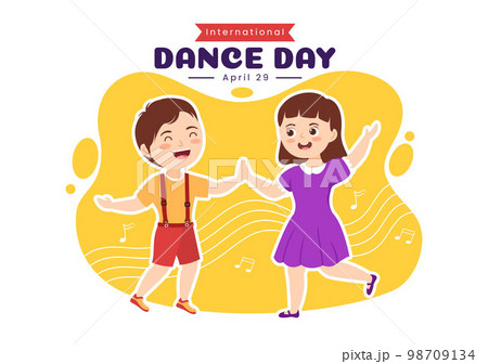 International Dance Day Illustration with Professional Kids Dancing Performing in Flat Cartoon Hand Drawn for Landing Page Templates International Dance Day Illustration with Professional Kids Dancing Performing in Flat Cartoon Hand Drawn for Landing Page Templates 98709134