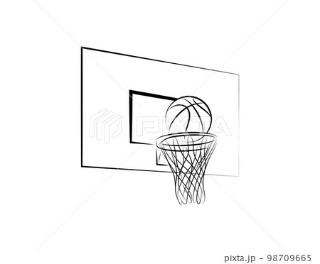 バスケットボールとバスケットゴールの筆絵風でお洒落なイラスト ベクター バスケットボールとバスケットゴールの筆絵風でお洒落なイラスト ベクター 98709665