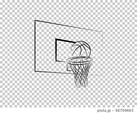 Fashionable illustration vector in brush painting style of basketball and basketball goal 98709665