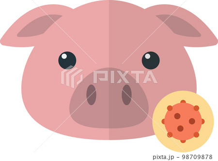 Pig and virus illustration in minimal style 98709878
