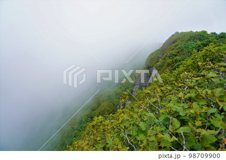 南狩場山の展望地からの霧に覆われた狩場山 南狩場山の展望地からの霧に覆われた狩場山 98709900
