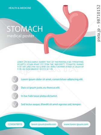 Medical healthcare template for brochure, poster, flyer with human stomach 98710152