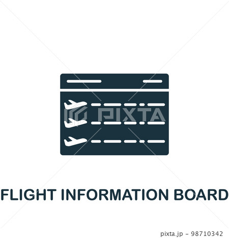 Flight information board icon. Monochrome simple sign from airport elements collection. Flight information board icon for logo, templates, web design and infographics. 98710342