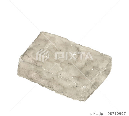 昔ながらの手作りコンニャク【手描き水彩画】白バック透過背景 昔ながらの手作りコンニャク【手描き水彩画】白バック透過背景 98710997