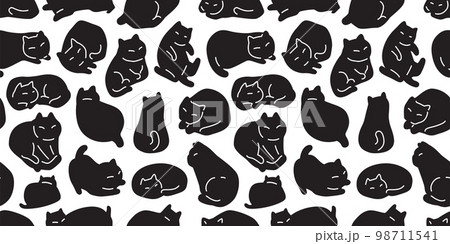 cat seamless pattern kitten camouflage calico vector breed neko cartoon pet gift wrapping paper tile background repeat wallpaper animal doodle illustration scarf isolated design 98711541
