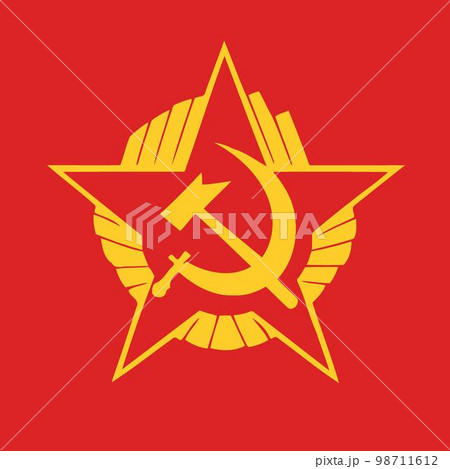 illustration in communist style in red and yellow colors illustration in communist style in red and yellow colors 98711612