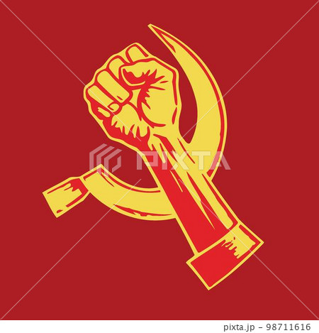 illustration in communist style in red and yellow colors 98711616