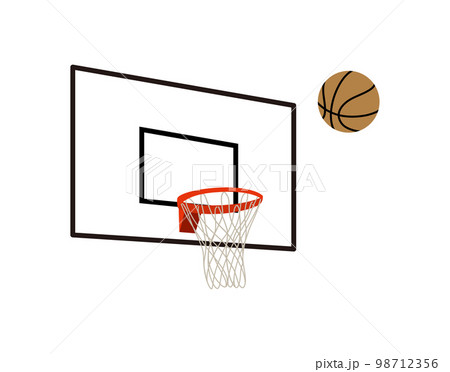 バスケットボールとバスケットゴールのシンプルなイラスト ベクター 98712356