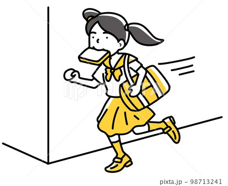 パンをくわえて走る女子学生 パンをくわえて走る女子学生 98713241