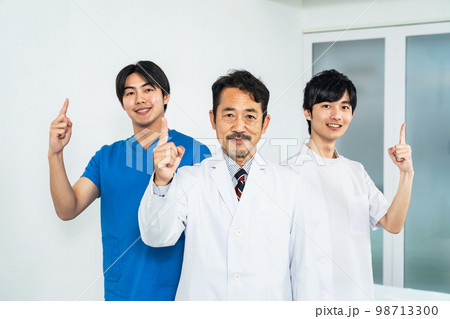 指を差す医療従事者のグループ 98713300