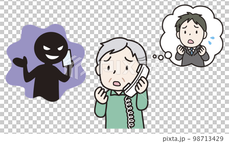 Elderly man receiving a fraudulent call 98713429