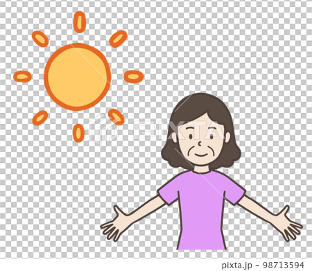 早晨太陽的中年婦女，阿姨 98713594