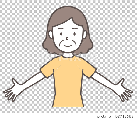 中年婦女阿姨單純微笑攤手 98713595