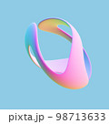 3D twisted pink geometric shape on blue background. 98713633