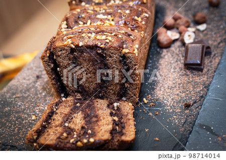 chocolate luxury cake on a table 98714014