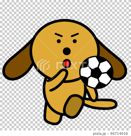 一隻狗踢足球的插圖 一隻狗踢足球的插圖 98714016