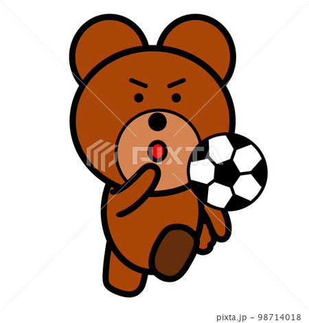 サッカーボールを蹴るクマのイラスト 98714018