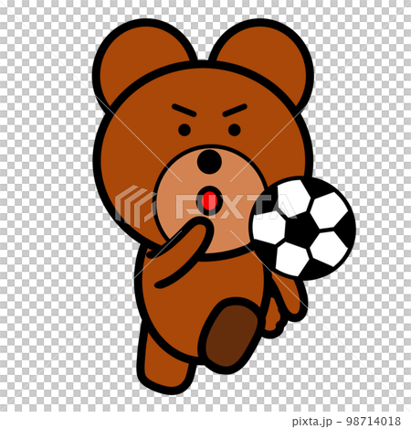 Illustration of a bear kicking a soccer ball 98714018
