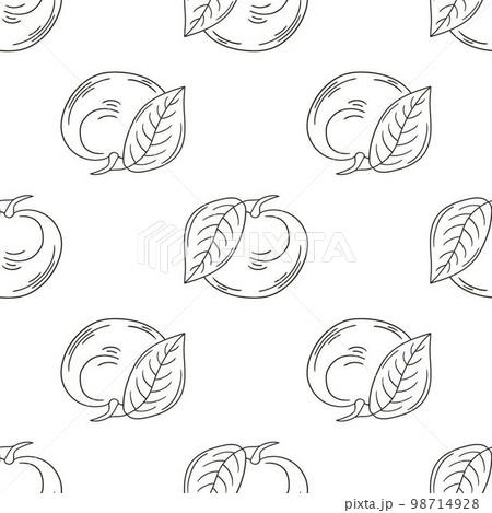 Coloring Seamless pattern with tropical fruits. Illustration in hand draw style 98714928