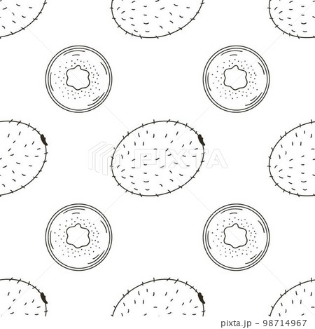 Coloring Seamless pattern with tropical fruits. Illustration in hand draw style 98714967