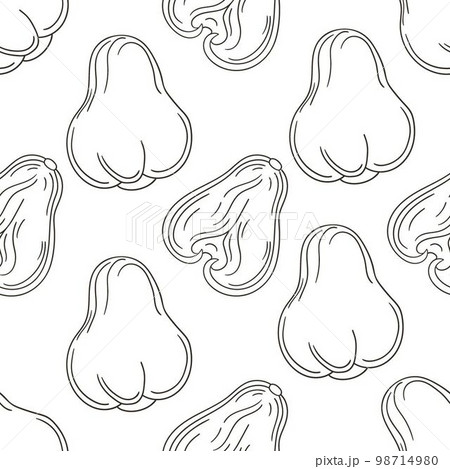 Coloring Seamless pattern with tropical fruits. Illustration in hand draw style 98714980