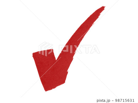 極太油性ペンで手書きしたチェックマーク 赤 極太油性ペンで手書きしたチェックマーク 赤 98715631