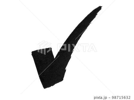 極太油性ペンで手書きしたチェックマーク 黒 極太油性ペンで手書きしたチェックマーク 黒 98715632