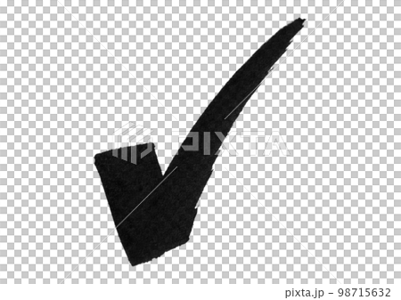 極太油性ペンで手書きしたチェックマーク 黒 極太油性ペンで手書きしたチェックマーク 黒 98715632