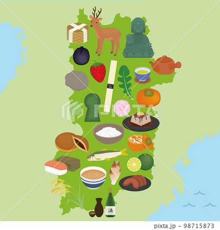 奈良県の有名なもののイラストセット 98715873