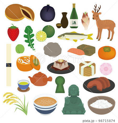 奈良県の有名なもののイラストセット 98715874