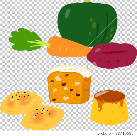 野菜を使った菓子のイラストセット 野菜を使った菓子のイラストセット 98716595