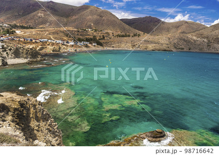 Beach of La Isleta del Moro, Cabo de Gata-Nijar Natural Park, Spain Beach of La Isleta del Moro, Cabo de Gata-Nijar Natural Park, Spain 98716642