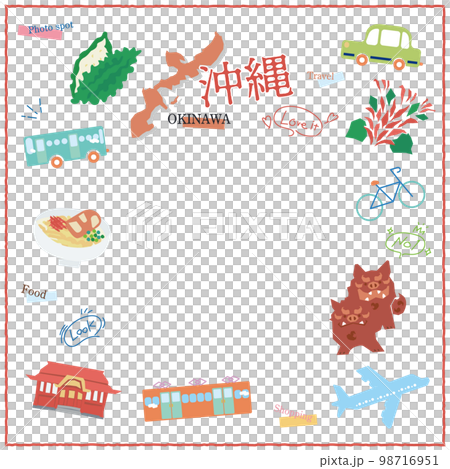 Set illustration of icons of gourmet tourism in Okinawa Prefecture, Japan 98716951