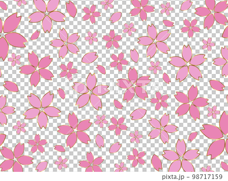 Gold-rimmed cherry blossom background horizontal position pink 98717159