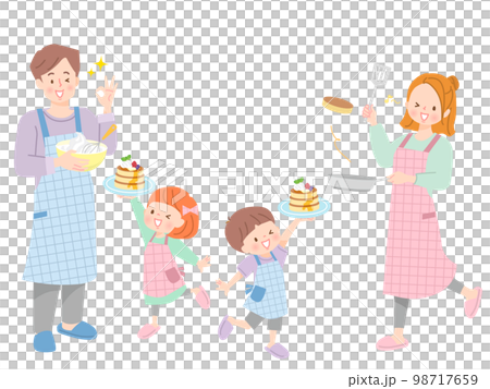 パンケーキを作る親子のベクターイラスト素材 パンケーキを作る親子のベクターイラスト素材 98717659