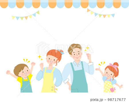 家族で楽しく料理をするイメージイラスト素材 98717677